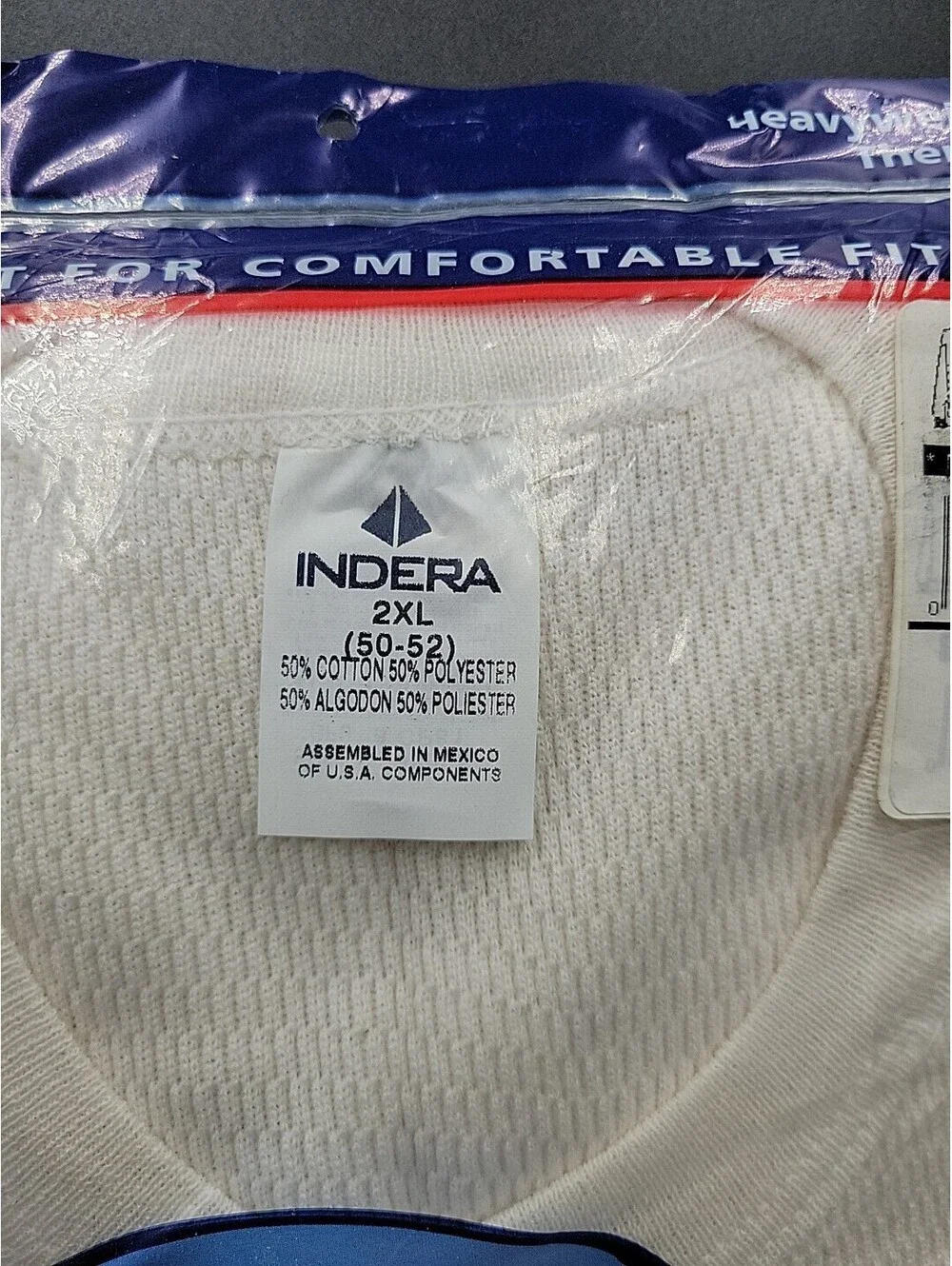 Indera Mens 2XL Heavyweight Thermal Raschel Knit Crew Top Long Underwear 50 -52